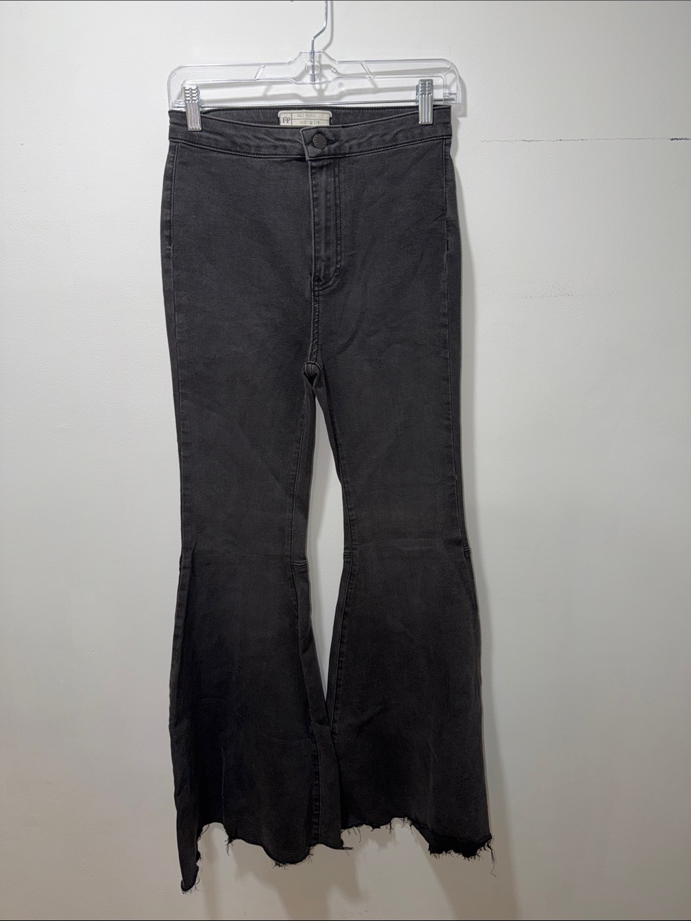 Free People Womens High Rise‎ Wide Leg Black Denim 27R Flare Bell Bottom Grunge